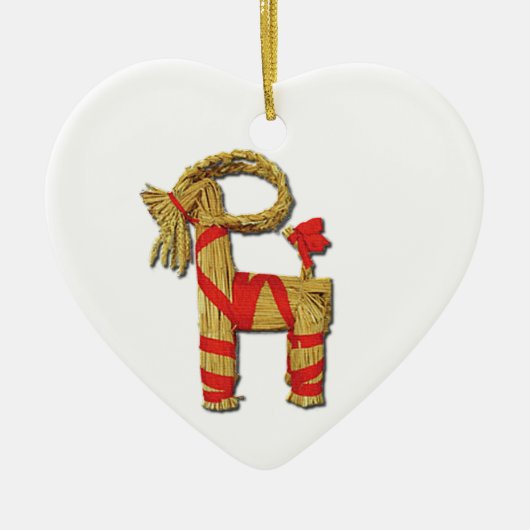 Scandinavische kerststrow Yule Goat Julbok Keramisch Ornament (Voorkant)