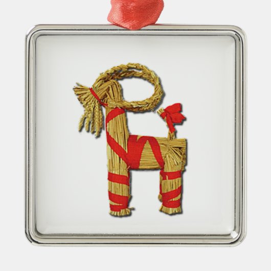 Scandinavische kerststrow Yule Goat Julbok Metalen Ornament (Voorkant)