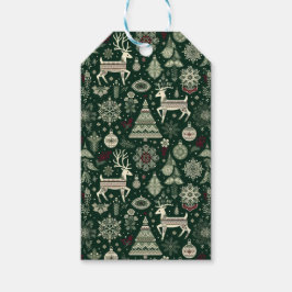 Scandinavische kersttijd cadeaulabel