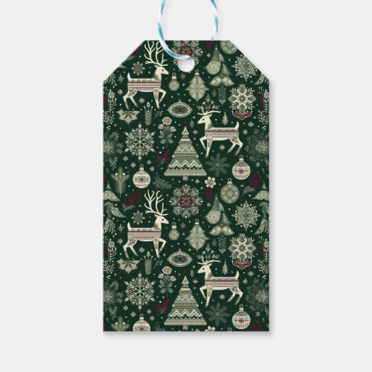 Scandinavische kersttijd cadeaulabel (Voorkant)