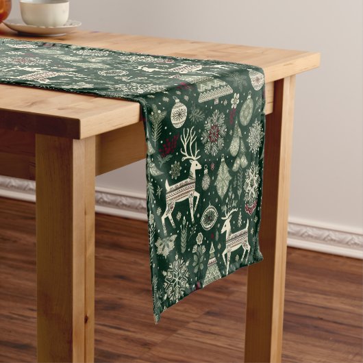Scandinavische kersttijd korte tafelloper (Voorbeeld)