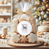 Scandinavische kerstvibe folk rendier ronde sticker