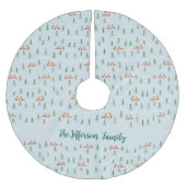 Scandinavische kerstvossen in besneeuwd bos kerstboom rok (Voorkant)