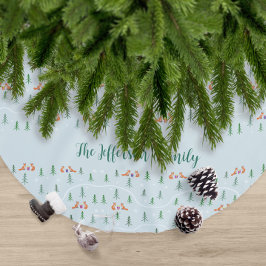 Scandinavische kerstvossen in besneeuwd bos kerstboom rok