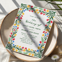 Scandinavische Kleurrijke Wilde Bloem Volkskunst T