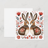 Scandinavische konijnen Valentijnse Pasen Feestdagenkaart (Voorkant / Achterkant)