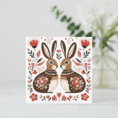 Scandinavische konijnen Valentijnse Pasen Feestdagenkaart (Staand voorkant)