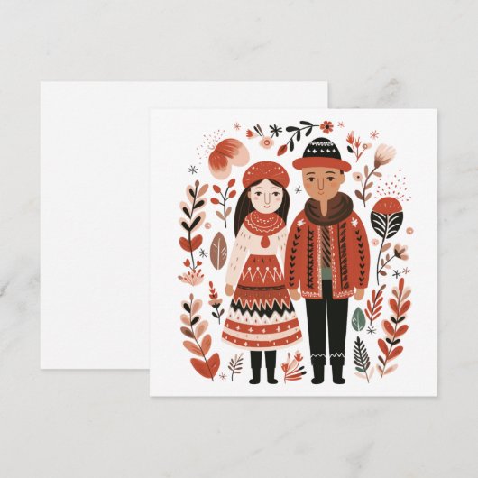 Scandinavische koppels geliefden hart Valentijnse Feestdagenkaart (Voorkant / Achterkant)