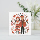 Scandinavische koppels geliefden hart Valentijnse Feestdagenkaart (Staand voorkant)