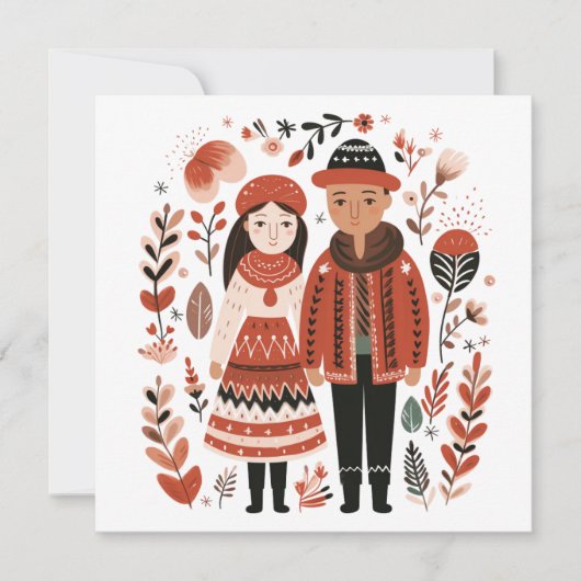 Scandinavische koppels geliefden hart Valentijnse Feestdagenkaart (Voorkant)