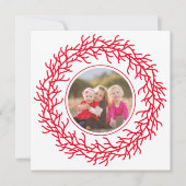Scandinavische krans foto rood en wit feestdagenkaart (Voorkant)
