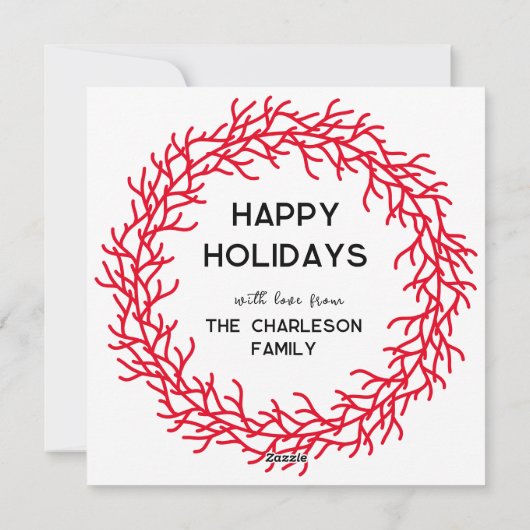 Scandinavische krans foto rood en wit feestdagenkaart (Achterkant)