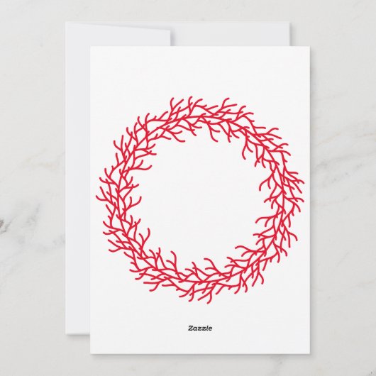 Scandinavische krans foto rood en wit feestdagenkaart (Achterkant)