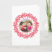 Scandinavische kransfoto Rode en witte kerst Kaart (Voorkant)