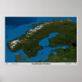 Scandinavische landen van het ruimtesatellietposte poster (Voorkant)