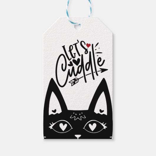 Scandinavische Let's Cuddle Black Cat Design Cadeaulabel (Voorkant)