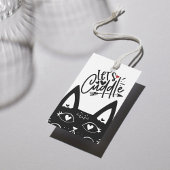 Scandinavische Let's Cuddle Black Cat Design Cadeaulabel