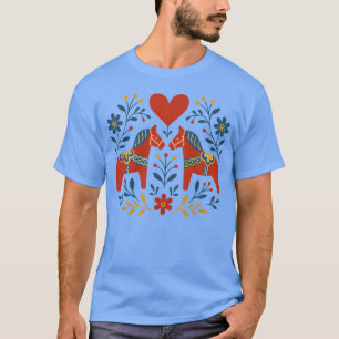 Scandinavische Liefde Dala Horse Kunst vintage T-shirt