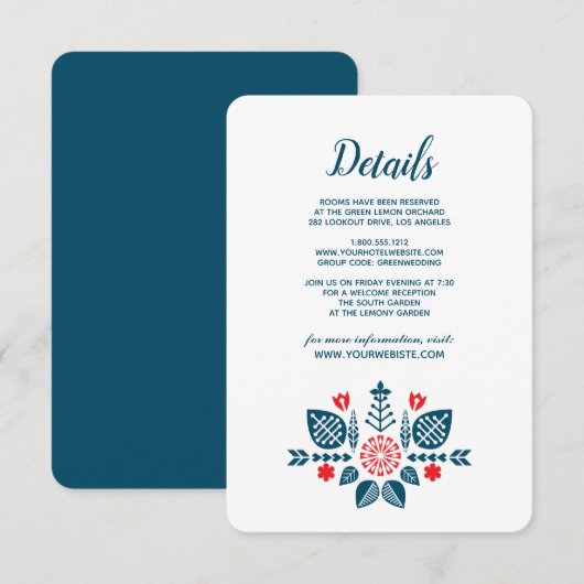 Scandinavische Liefde | Details bruiloftgast Kaart (Voorkant / Achterkant)