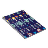 Scandinavische lineaire bloemen, zomer motief notitieboek (Rechterzijde)