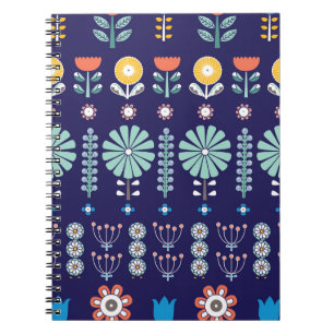 Scandinavische lineaire bloemen, zomer motief notitieboek