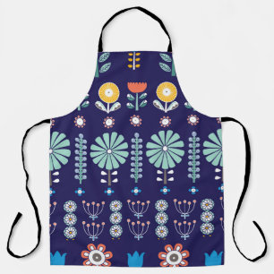 Scandinavische lineaire bloemen, zomer motief schort