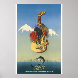 Scandinavische luchtvaartmaatschappij - Vintage Po Poster