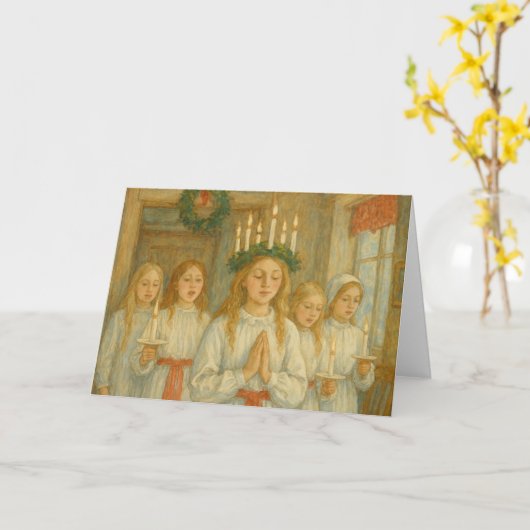Scandinavische Lucia-dag Kaart (Gele Bloem)
