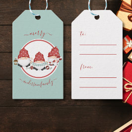 Scandinavische Merry Christmas Gnomies Cadeaulabel
