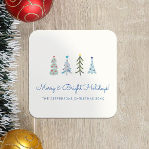 Scandinavische minimalistische kerstbomen kartonnen onderzetters