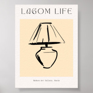 Scandinavische minimalistische lampprint poster