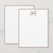 Scandinavische minimalistische moderne beige monog notitiekaartje (Voorkant / Achterkant)