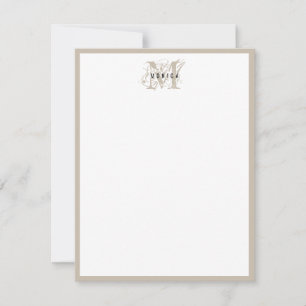 Scandinavische minimalistische moderne beige monog notitiekaartje