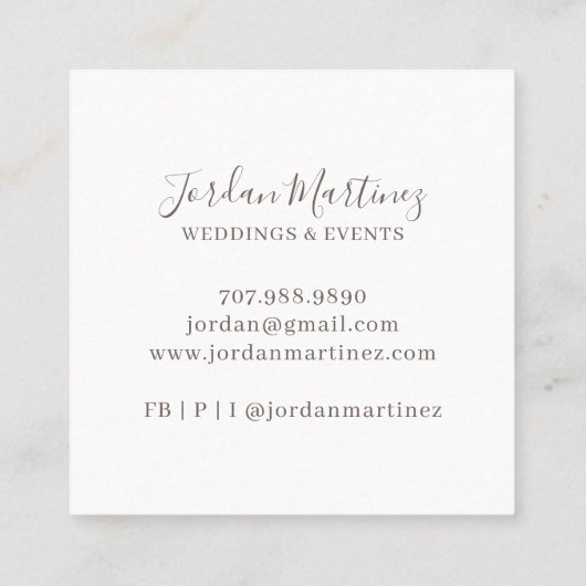 Scandinavische minimalistische monogram bruiloft-  vierkante visitekaartje (Achterkant)