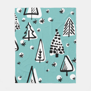 Scandinavische naadloze kerstboomstructuur fleece deken