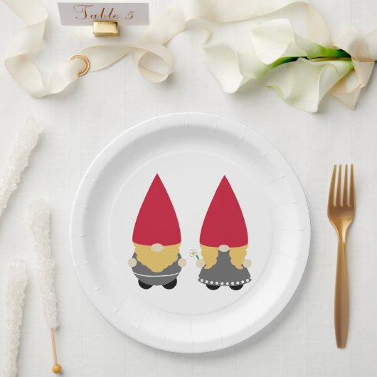 Scandinavische Nisse Tomte Gnome Papieren Bordje (Huwelijk)