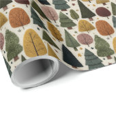 Scandinavische Noordse Bos Kerstbomen Cadeaupapier (Rol Hoek)