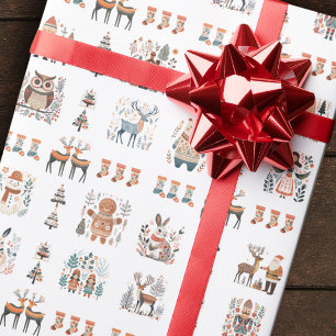 Scandinavische Noordse Folk Art Kerstmis Cadeaupapier