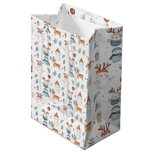 Scandinavische Noordse Kerstcadeautas Medium Cadeauzakje (Voorkant Gekanteld)