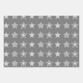 Scandinavische Noordse kerststerren, wit grijs Inpakpapier Vel (Voorkant)