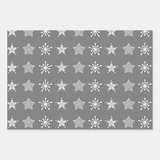 Scandinavische Noordse kerststerren, wit grijs Inpakpapier Vel (Voorkant)