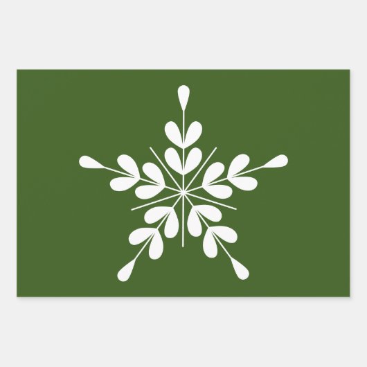 Scandinavische Noordse kerststerren wit groen Inpakpapier Vel (Voorkant 3)