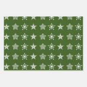 Scandinavische Noordse kerststerren wit groen Inpakpapier Vel (Voorkant)