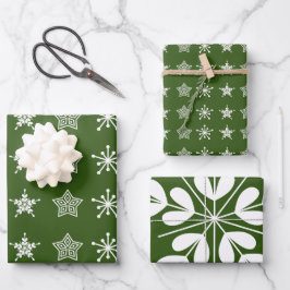 Scandinavische Noordse kerststerren wit groen Inpakpapier Vel