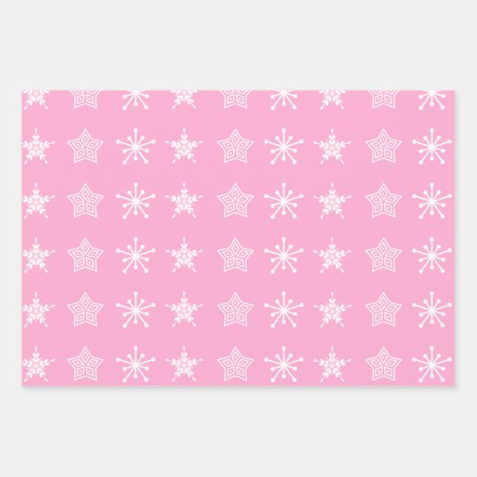 Scandinavische Noordse kerststerren wit roze Inpakpapier Vel (Voorkant)
