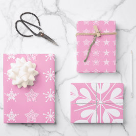 Scandinavische Noordse kerststerren wit roze Inpakpapier Vel