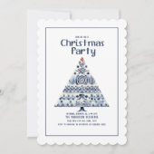 Scandinavische Nordic Blue Christmas Tree Party Kaart (Voorkant)