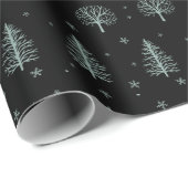 Scandinavische Nordic Christmas Trees Sneeuwvlokke Cadeaupapier (Rol Hoek)