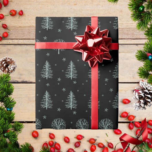 Scandinavische Nordic Christmas Trees Sneeuwvlokke Cadeaupapier