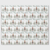 Scandinavische Notenkraker Aangepaste Naam Kerstmi Cadeaupapier (Vlak)